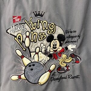 Mickey Short-Sleeve Button-Down Shirt in Gray with Black Trim Embroidered